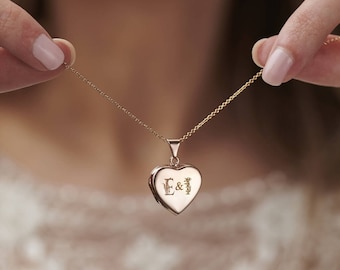 Floral Wedding Initials Heart Locket | birthday gift | handmade | gift for women