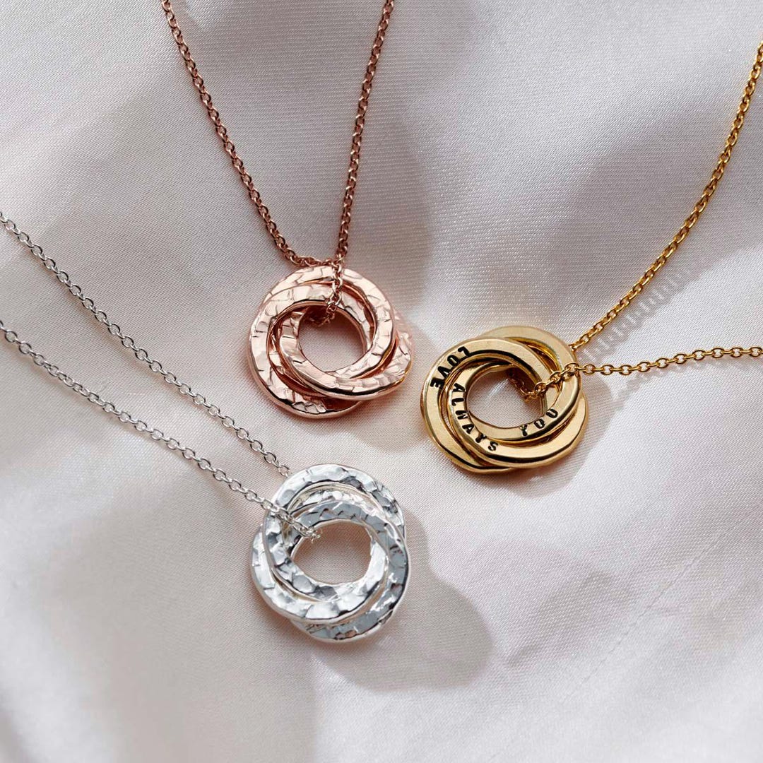 Personalized Mini Russian Ring Necklace | Sterling Silver, Gold Plated ...