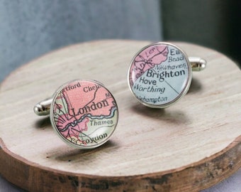 Personalised Circular Map Cufflinks | birthday gift | handmade | gift from wife | Perfect gift for groom