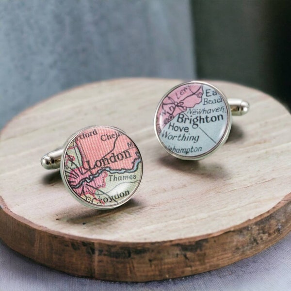 Personalised Circular Map Cufflinks | birthday gift | handmade | gift from wife | Perfect gift for groom