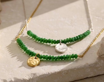 Personalised Green Semi Precious Beaded Necklace