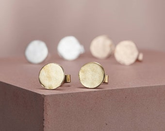 Hammered Silver Disc Stud Earrings