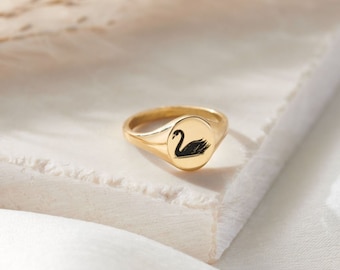 Swan Signet Ring | Anniversary Swan Ring