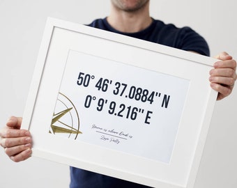 Personalised Gold Foil Coordinates Framed Print|   | birthday gift | handmade | gift for women