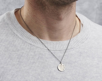 Men's Personalised Date Disc Necklace | birthday gift | handmade | gift for men | Sterling Silver disc pendant