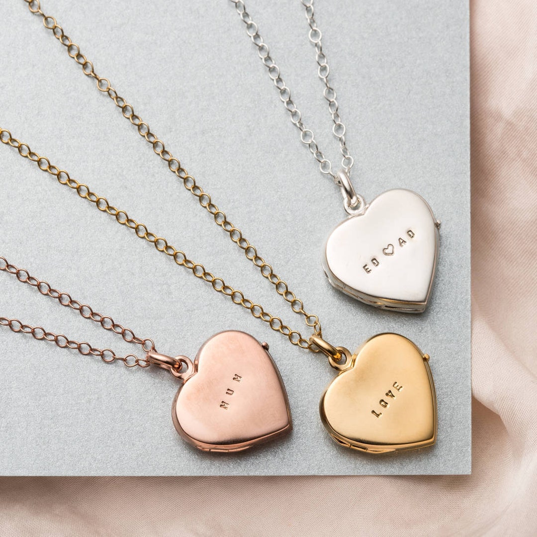 Personalised Heart Locket Necklace Birthday Gift Handmade - Etsy