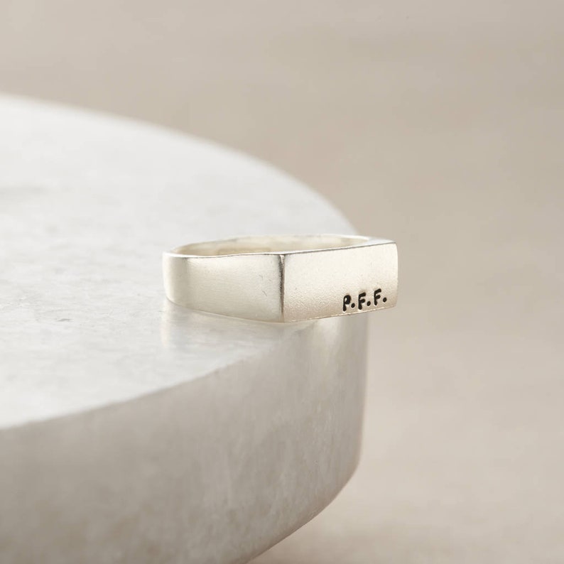 Personalised Rectangle Silver Signet Ring birthday gift handmade gift for women image 4