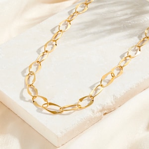 Large Hammered Link Chain Necklace | birthday gift | gifts for ladies