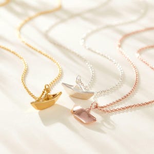 Origami Boat Charm Necklace | Anniversary gift | handmade | gift for women