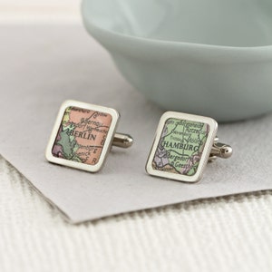 Personalised Square Vintage Map Cufflinks Bridal party gift handmade Perfect gift for him image 6