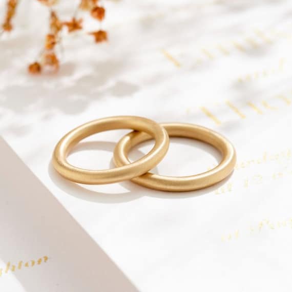 Round Satin 9ct Gold Wedding Ring Wedding Band for Her Wedding
