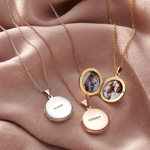 Personalized Sterling Silver Locket Necklace: Photo Keepsake, Birthday Gift