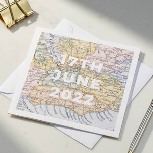 Personalised Special Location Vintage Map Card Wedding card Birthday Card handmade image 1
