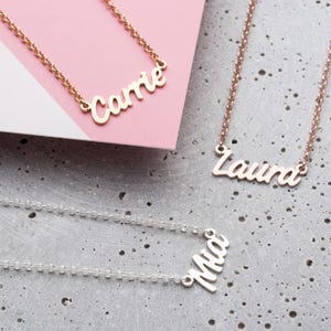 Personalised Name Necklace Custom Sterling Silver Name Necklace Gold Name Jewelry Gift for Her Birthday Gift Bridesmaid Gift image 2