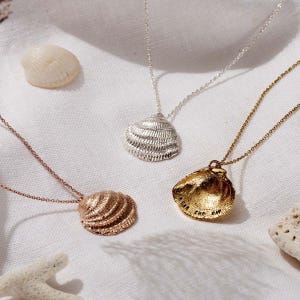 Personalized Sterling Silver Clam Shell Necklace: Sea Inspired Pendant