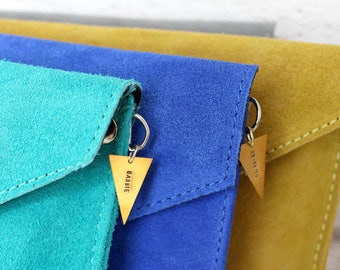 Personalised Suede Envelope Clutch Bag|   | birthday gift | handmade | gift for women