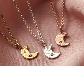 Collana Donna In Argento 925 Con Pietra Portafortuna - Ciondolo Rosa E Luna - Regalo Compleanno, Catena Regolabile 40+5 Cm - 3