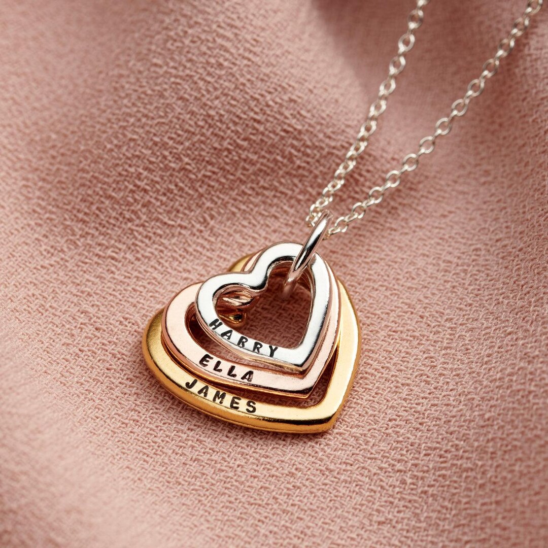 Collana Personalizzata A Cuore Con Nomi - Gioiello Per Famiglia, Regalo Per Moglie, Compleanno O Natale