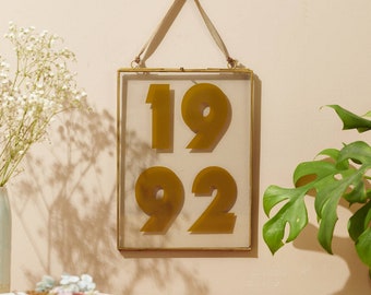 Personalised Birthday Year Brass Hanging Frame