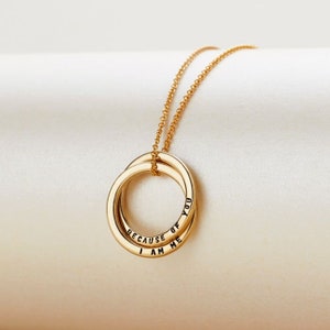 Personalised Two Ring Russian Ring Necklace | birthday gift | handmade | gift for women | hand stamped names | Silver Ring Necklace