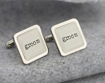 Personalised White Wedding Party Cufflinks|   | birthday gift | handmade | gift from wife | Perfect gift for groom