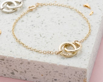 Personalised 9ct Gold Double Hoop Names Bracelet|   | birthday gift | handmade | gift for women