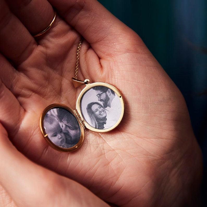 Locket With Photo Prints Necklace Personalised Small Round Etsy Australia