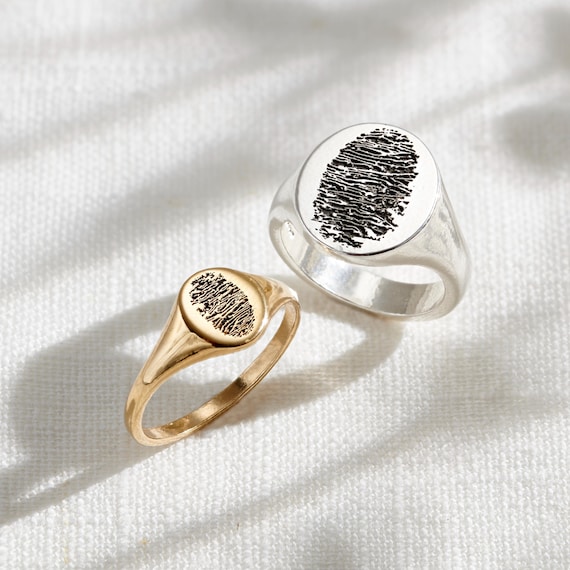 Anillo de sello de huella dactilar ovalado grande Kit de huellas