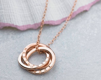 Personalised Rose Gold Russian Ring Necklace   | birthday gift | handmade | gift for women