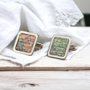 Personalised Square Vintage Map Cufflinks Bridal party gift handmade Perfect gift for him image 2