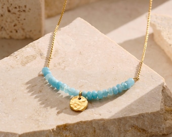 Personalised Pale Blue Semi Precious Beaded Necklace