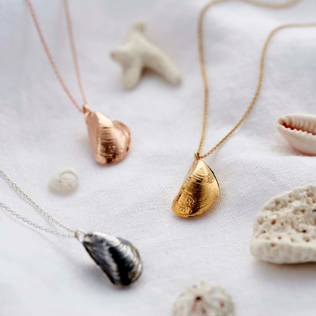 Mini Charms Mussel Shell Necklace