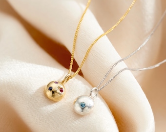 9ct Gold Molten Orb Birthstone Necklace