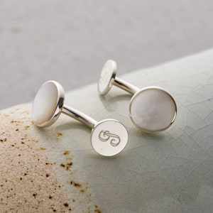 Personalised Mother Of Pearl Cufflinks birthday gift handmade gift from wife Perfect gift for groom image 3