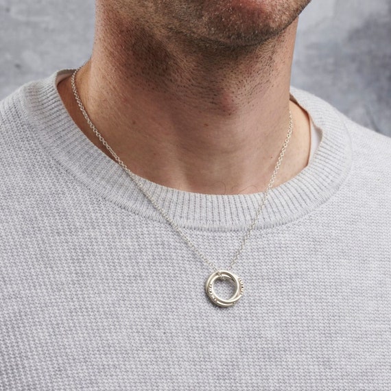 Personalised Men's Textured Russian Rings Necklace By Posh Totty Designs |  notonthehighstreet.com