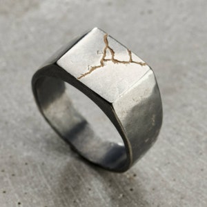 Grosse chevalière kintsugi personnalisée cadeau d'anniversaire parfait fait main cadeau pour homme Bijoux d'été image 3