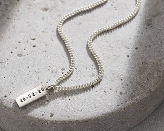 Gepersonaliseerde luxe zilveren tag-ketting voor heren | perfect verjaardagscadeau | handgemaakt | geweldig cadeau voor mannen