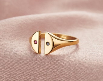 Open Birthstone Signet Ring