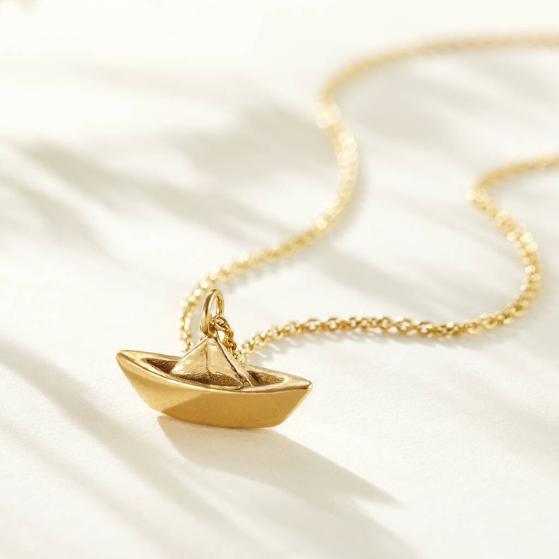 Origami Boat Charm Necklace Anniversary gift handmade gift for women image 2