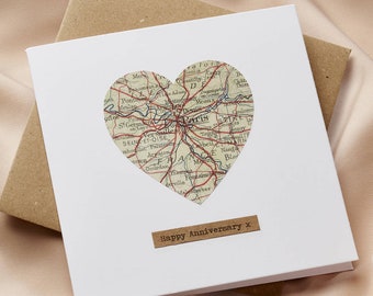 Personalised Vintage Map Cards|   | birthday gift | handmade | gift for women