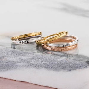 Personalised Pair of Stacker Rings birthday gift Sterling Silver Slim Ring handmade gift for women Stackable Rings image 5