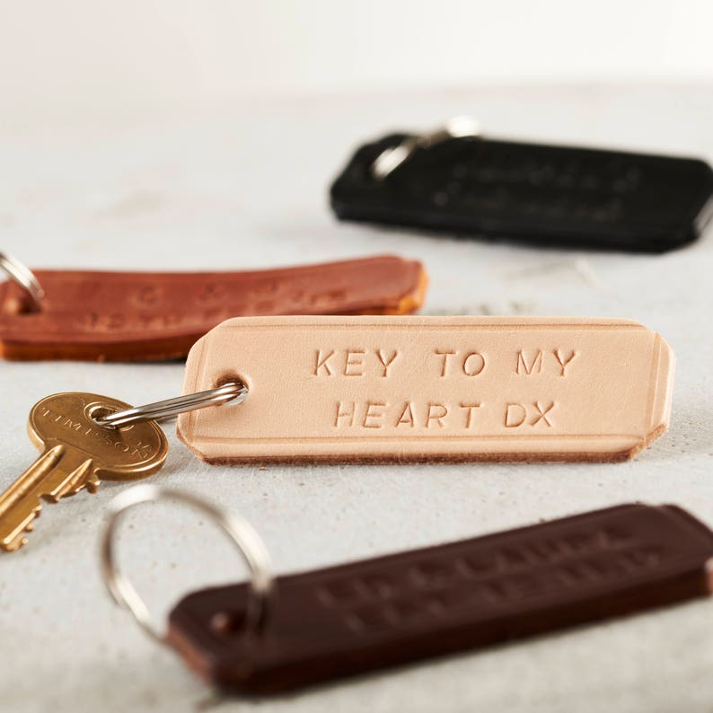 Personalised Handstamped Leather Keyring