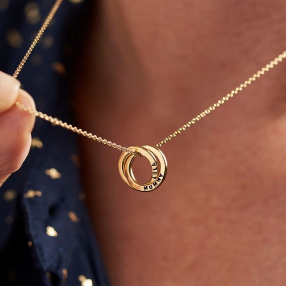 Russian Ring Necklace in 18k Gold Plating over 925 Sterling Silver | JOYAMO  - Personalized Jewelry