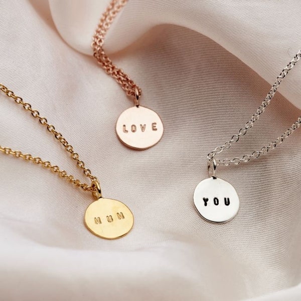 Personalised Mini Hammered Disc Necklace | birthday gift | handmade | gift for women | Summer jewellery