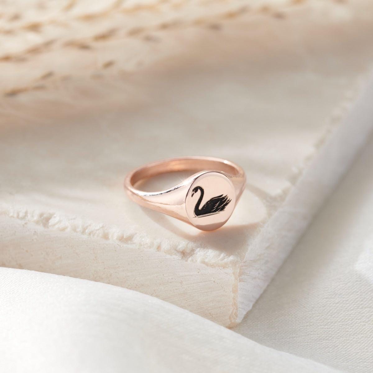 Sterling Silver Swan Signet Ring | Anniversary Gift - Etsy