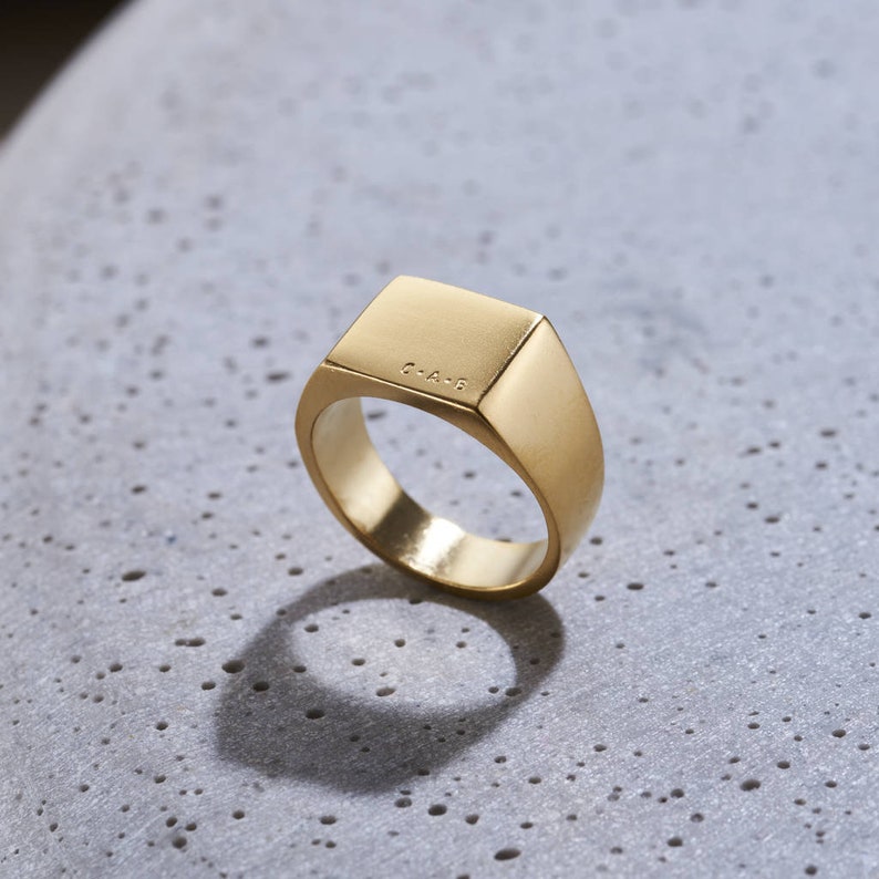 Personalised Unisex Silver Signet Ring birthday gift handmade Modern signet ring image 4