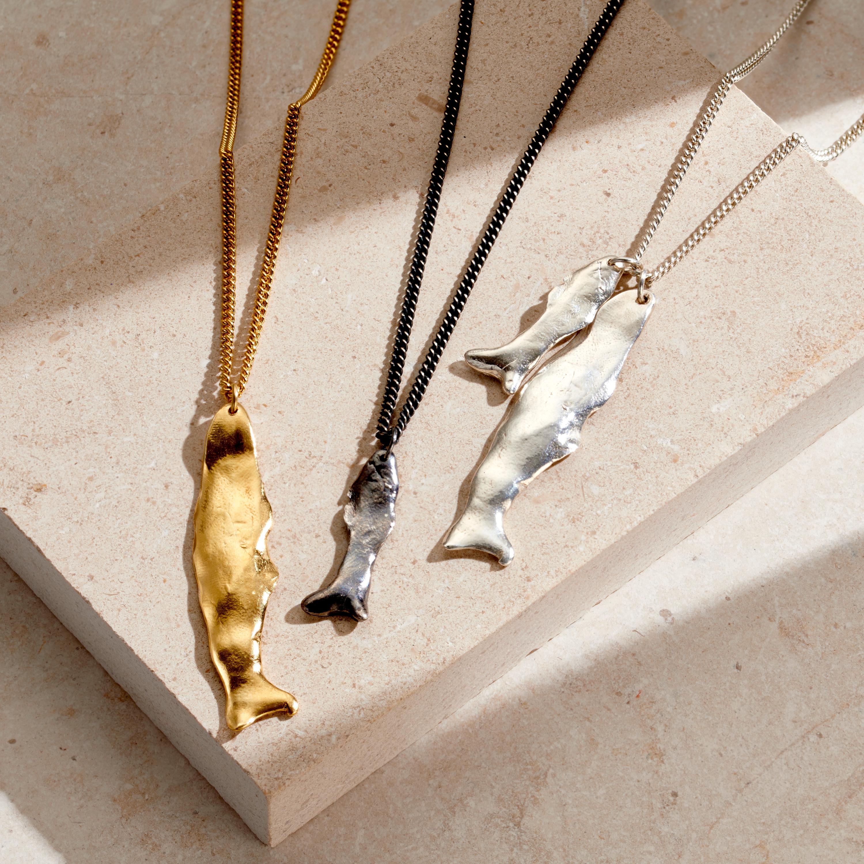 sterling Silver Fortune Fish Necklace Personalized Lucky Charm