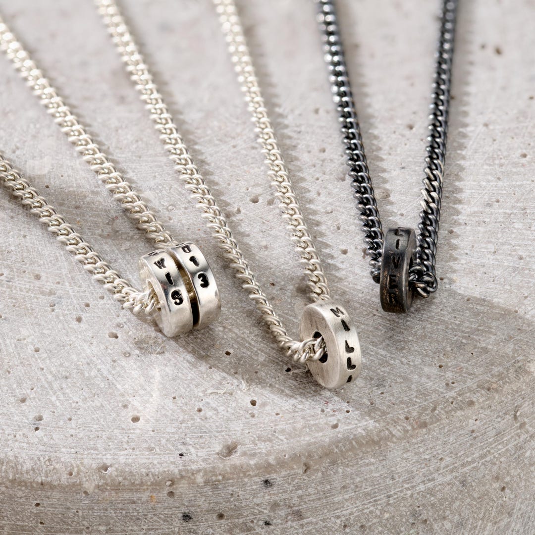 Mens Personalised Mini Spinning Disc Necklace - Etsy