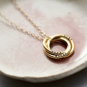 Personalised Yellow Gold Russian Ring Necklace   | birthday gift | handmade | gift for women