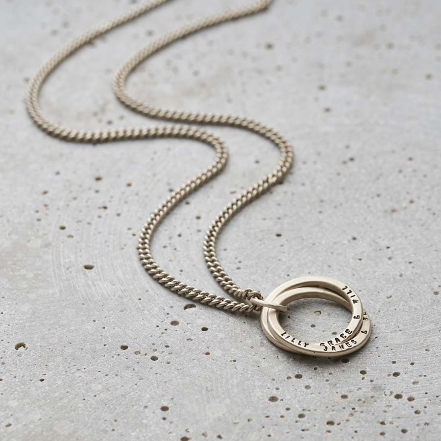 Silver Ring Pendant on Oxydised Chain - Alice Robson Jewellery